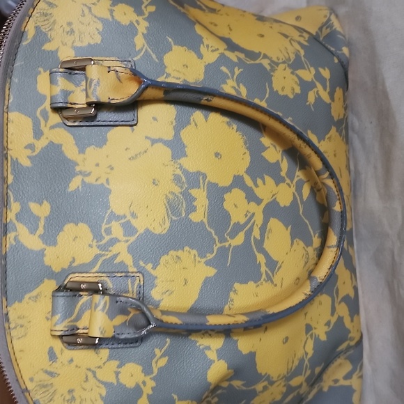 Tory Burch Robinson Dome Leather Handbag in Yellow and Gray Floral - Picture 5 of 15
